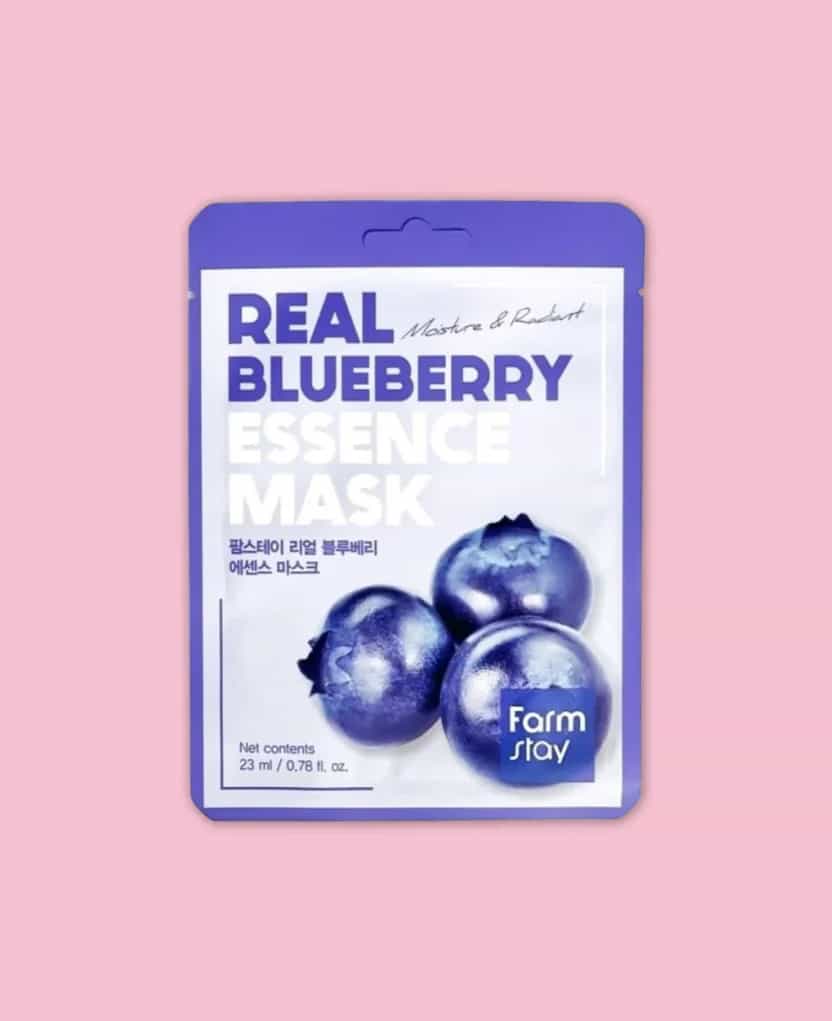 Farmstay Real Blueberry Essence Mask — skincare coreano Sakura